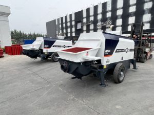 two ABT40C trailer type concrete pump Nigeria for hospital construction
