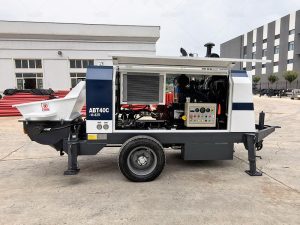 checking engine of diesel portable concrete pump trailer in factory of Aimix